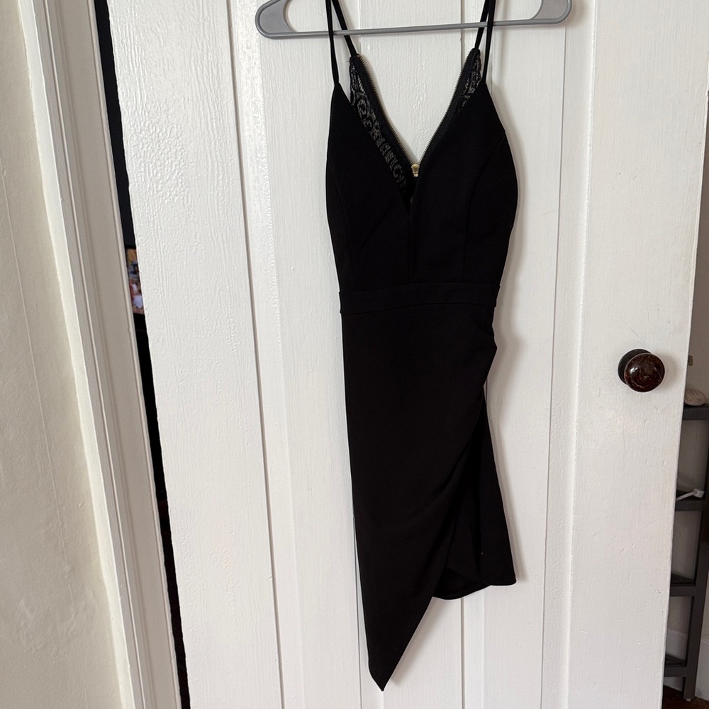 Emerald Sundae Black Asymmetrical Dress